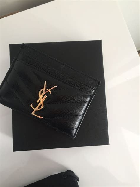 monogram card case in grain de poudre embossed leather ysl|YSL card case.